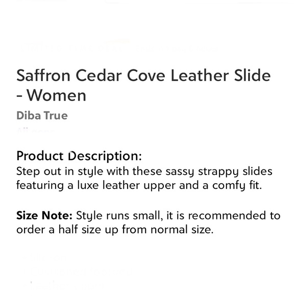 Diba True Saffron Leather Cedar Cove Slide Sandals Woman’s Size 7 READ - Picture 7 of 8